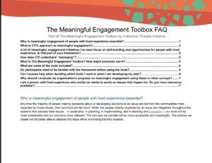 The Meaningful Engagement Toolbox FAQ